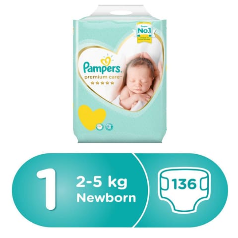 Premium Care New Baby 1 Diapers 136Pcs