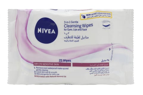 NIVEA 3 in 1 Gentle Cleansing Wipes - 25 pcs
