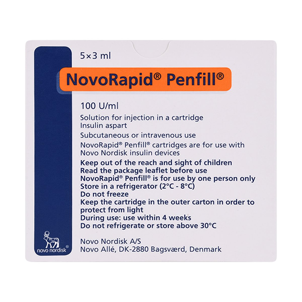 NOVORAPID Novorapid Penfill 100 IU/ML 5x