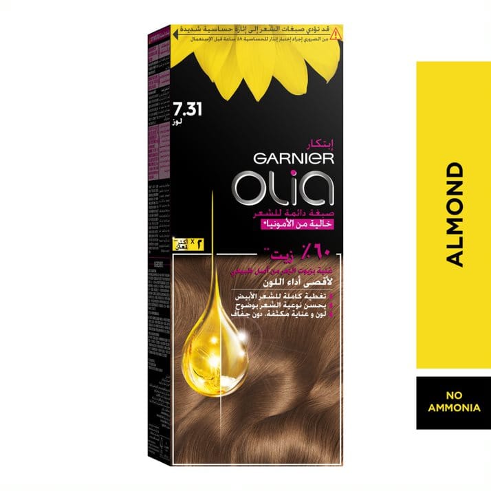 Olia, 7.31 Almond, No Ammonia Permanent Haircolor, with 60% Oils