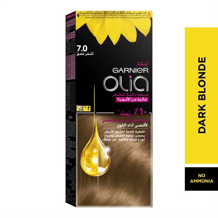 Olia, 7.0 Dark Blonde, No Ammonia Permanent Haircolor, with 60% Oils