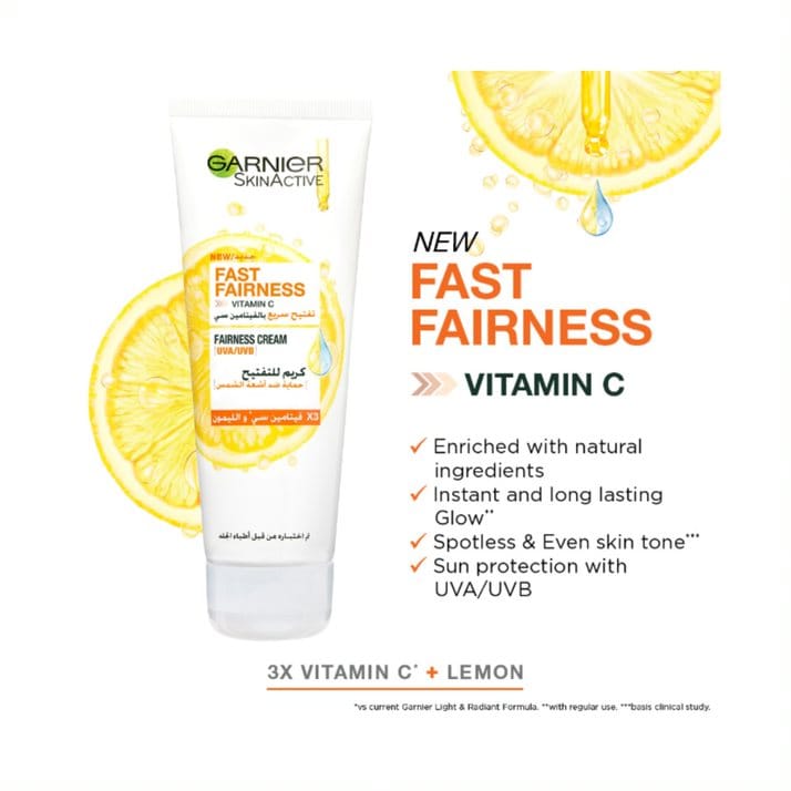 GARNIER SkinActive Fast Fairness Day Cream with 3x Vitamin C and Lemon - 100 ml