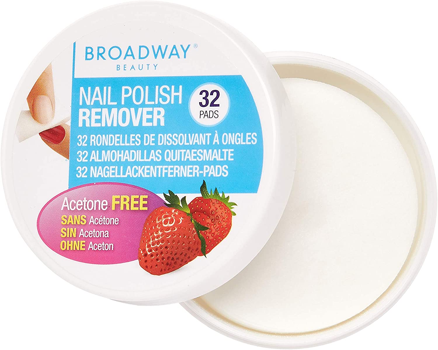 Lot Of 3 Broadway Nail Polish Remover 32 Pads - 36B Strawberry