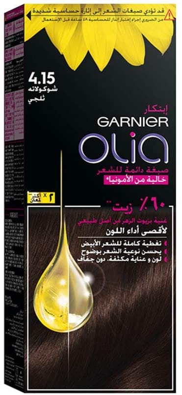 Olia, 4.15 Iced Chocolate, No Ammonia Permanent Haircolor, with 60% Oils