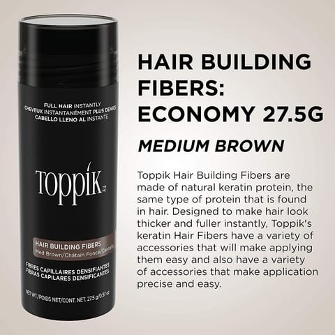 TOPPIK Hair Building Fibers, Light Brown - 12g