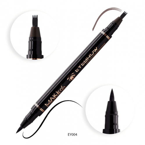 MAKE OVER 22 2-In-1 Eyebrow And Eyeliner Pen - Black/Medium Brown - 04