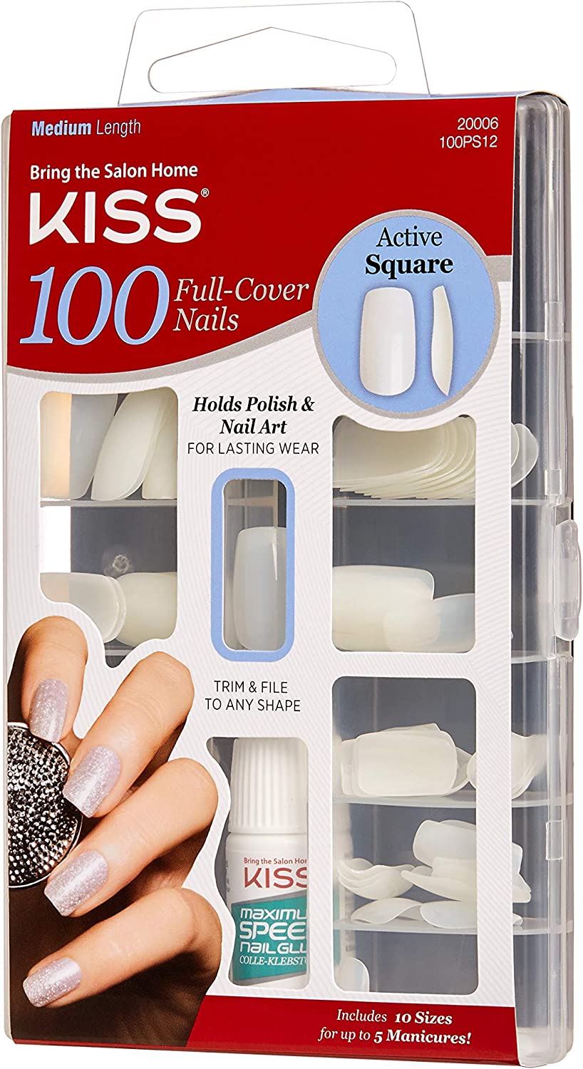 Kiss Nails 100 Full Cover Nails - Active Square