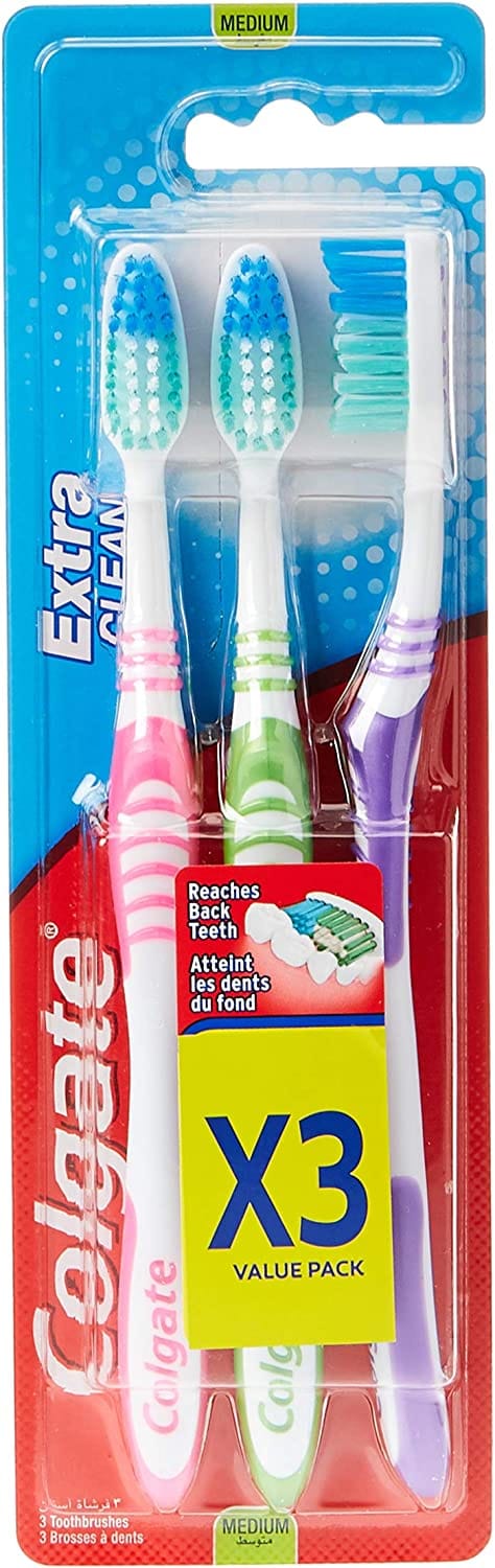 Colgate Toothbrush Extra Clean Medium 3 Pack Value Pack