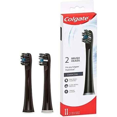 Colgate 360 Deep Clean Charcoal Toothbrush Replacement Brush Heads Sonic Battery