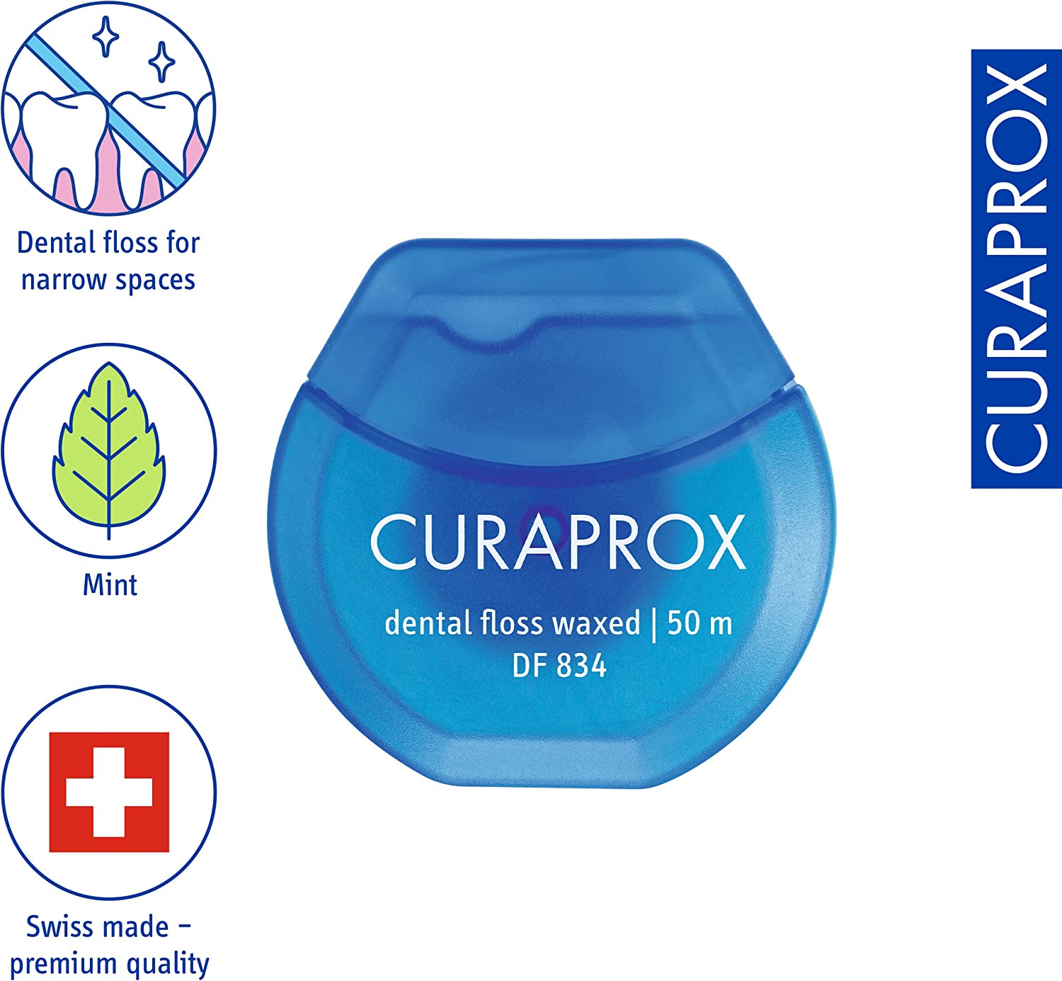 Curaprox DF 834 Dental Floss Mint Waxed 50m