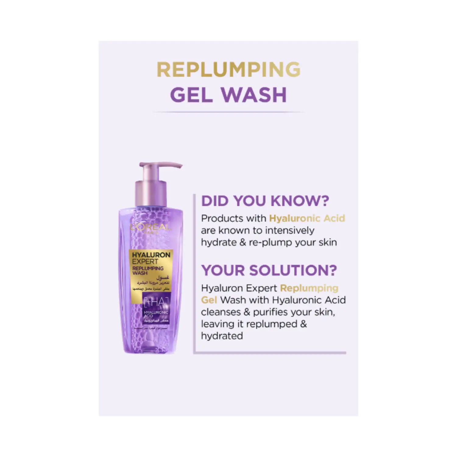 Loreal Hyaluron Expert Replumping Gel Wash 200 Ml