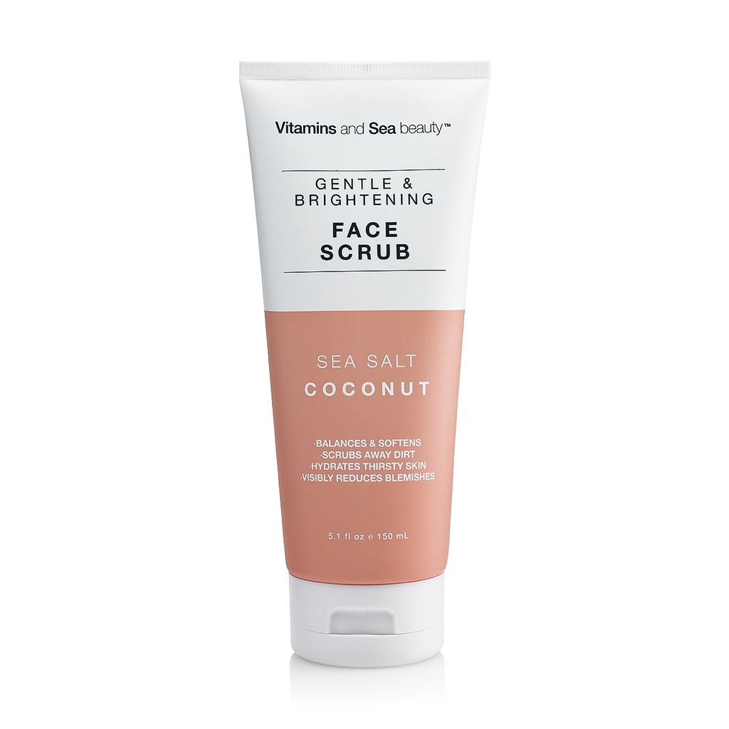 Vitamins and Sea Beauty, Hydrating Exfoliating Face Cleansing Scrub, Skin Deep Pore Cleanser Minimizer with Sea Salt and Coconut