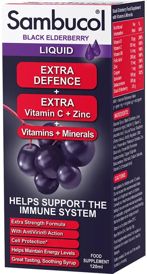 Sambucol Black Elderberry, Vitamin C & Zinc 120 ml Liquid