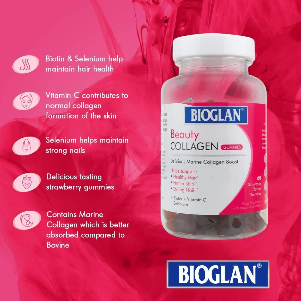 Bioglan Collagen Gummies Collagen Biotin Selenium & Vitamin C 60 Gummies