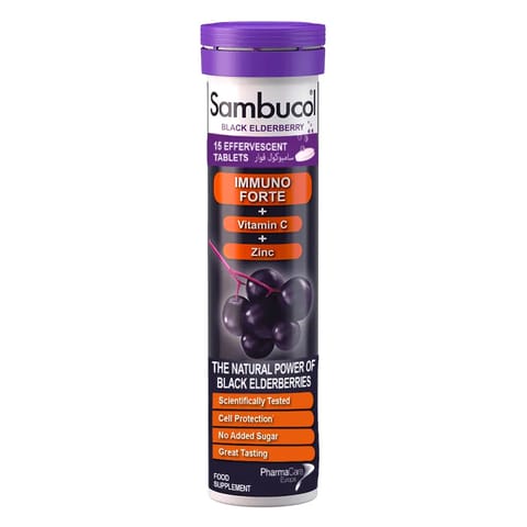 Sambucol Black Elderberry + Vitamion C & Zinc 15 Effervescent Tablets