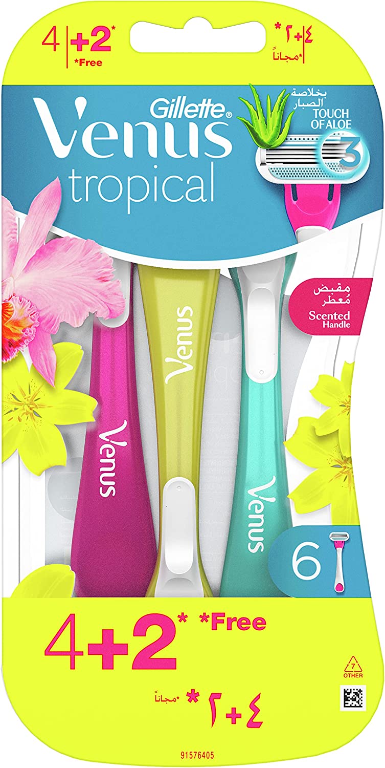 Venus Gillette Tropical Disposable Razor, 4+2