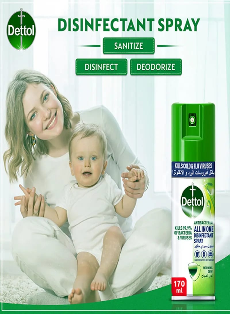 Dettol Morning Dew Antibacterial All in One Disinfectant Spray 170 ml