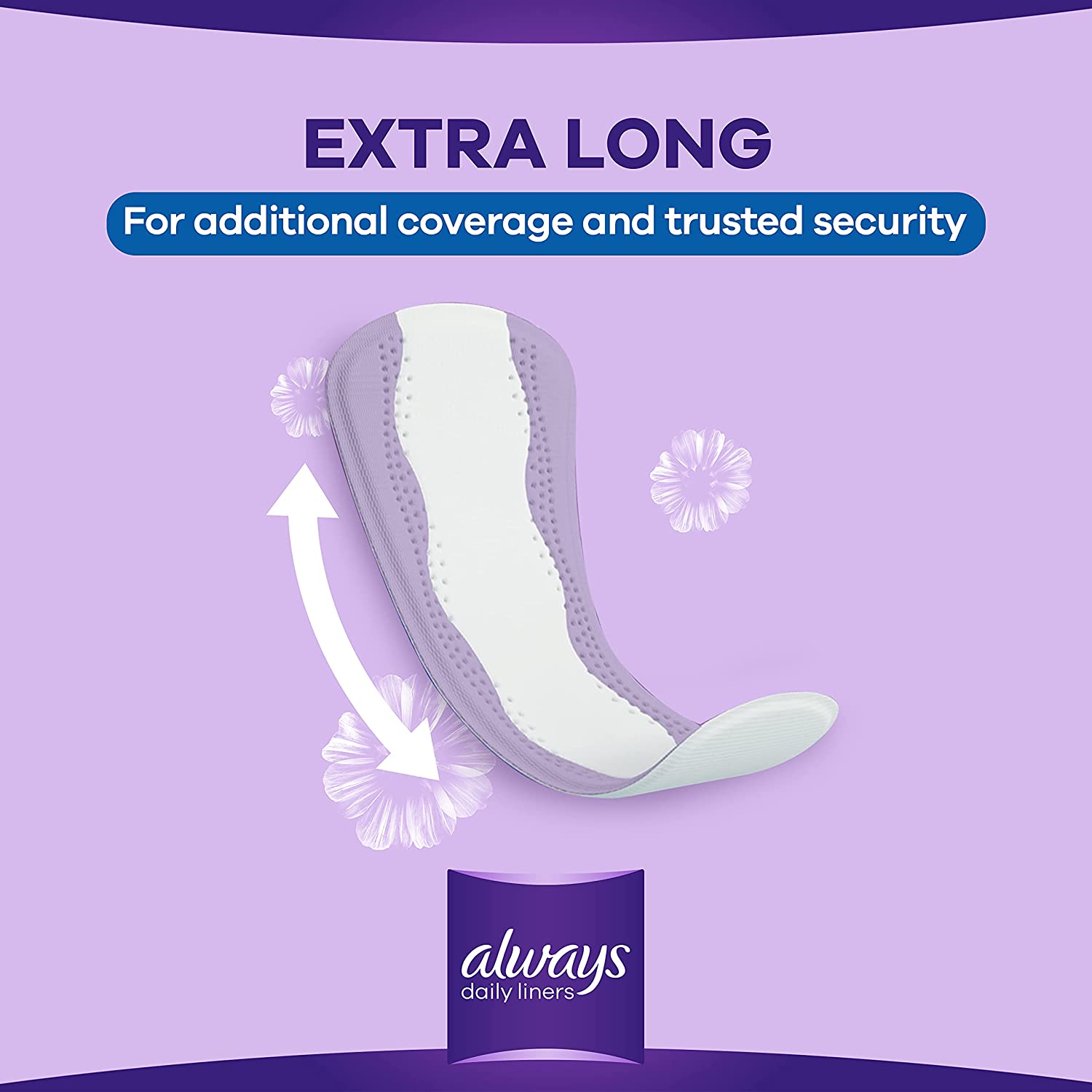 Always Daily Liners Extra Protect Pantyliners, Large, 48 Pcs