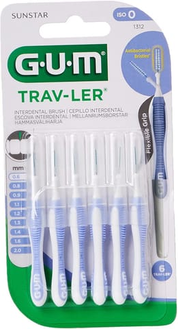 Gum Trav-Ler - Interdental Brush -Sky Blue - 0.6mm - 6 pcs