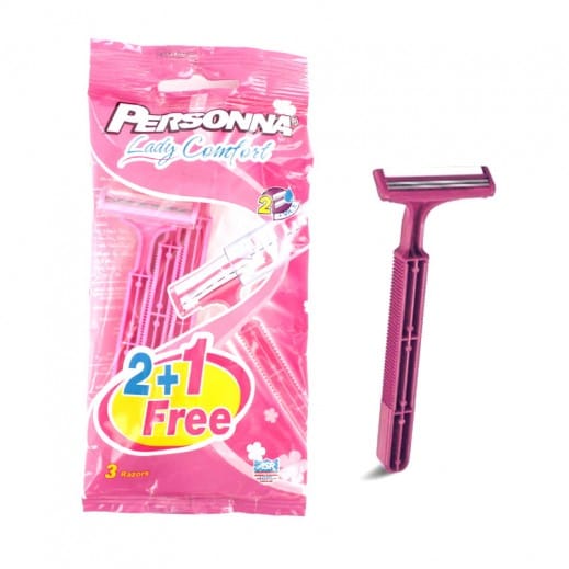 Personna Lady Comfort Body Razor, 2 Razors + 1 Free
