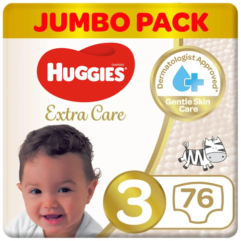 Huggies Extra Care Size 3 Jumbo 76 Pcs 4-9 Kg