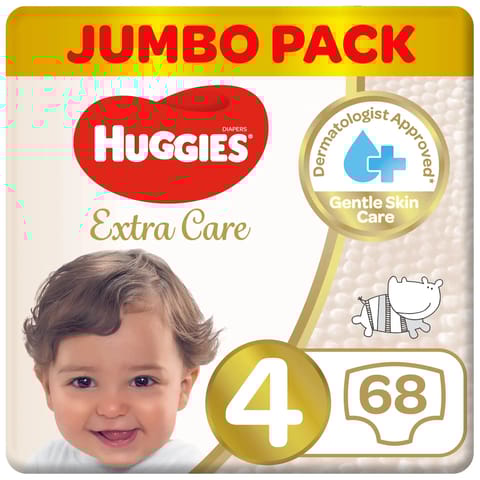 Huggies Extra Care Size 4 Jumbo 68 Pcs 8-14 Kg