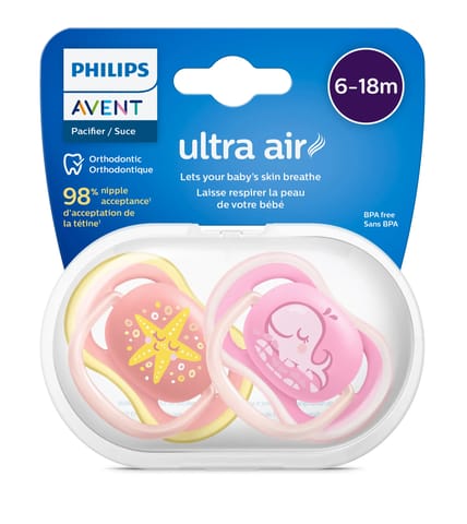 Avent Ultra Air Free flow Soother, Deco Version 6-18m