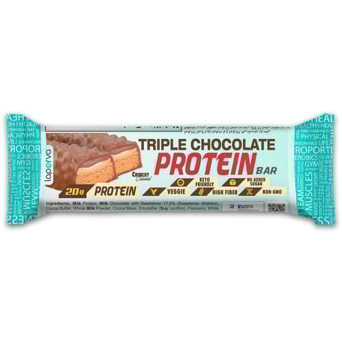 Laperva Triple Chocolate Protein Bar, Crunchy Caramel, 1 Bar