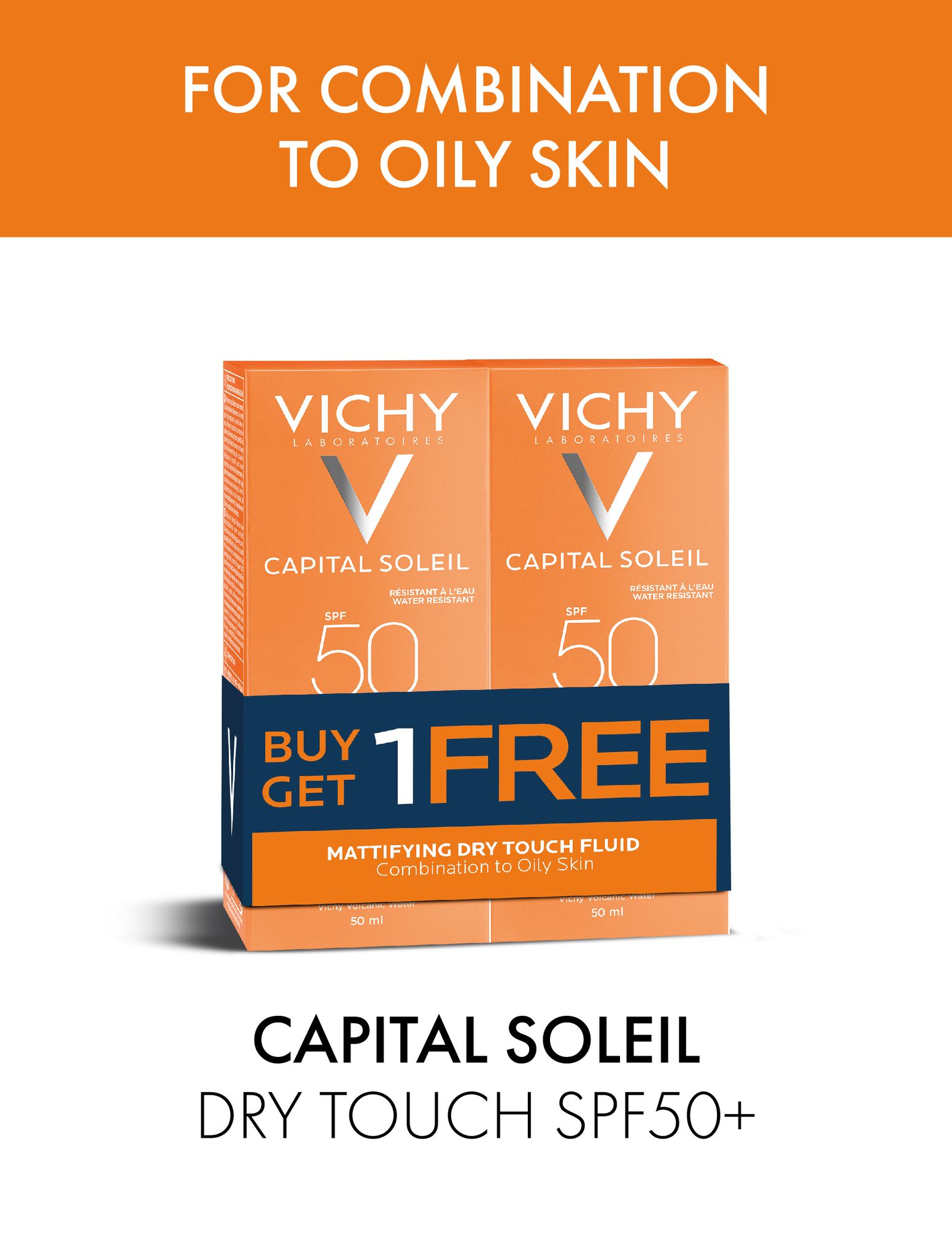 Vichy Capital Soleil Dry Touch SPF50 Buy 1 Get 1 Free, Sunscreen for Oily Skin