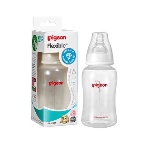 Pigeon Flexible Crystal Plastic Bottle 250 ml Blue/Pink (Star - Slim neck)