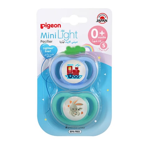 Pigeon Minilight Pacifier Double (S) Boy Train & Rabbit
