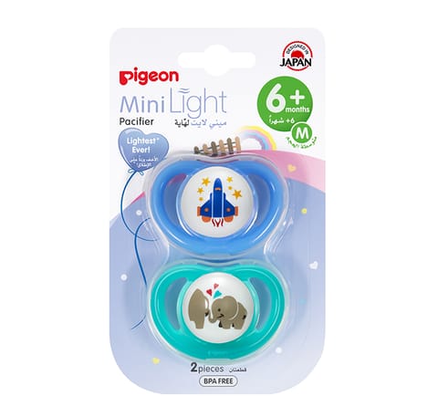 Pigeon Minilight Pacifier Double (M) Boy Airplane & Elephant