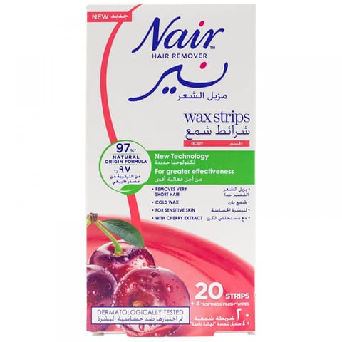NAIR BODY WAX STRIPS WITH CHERRY 20S