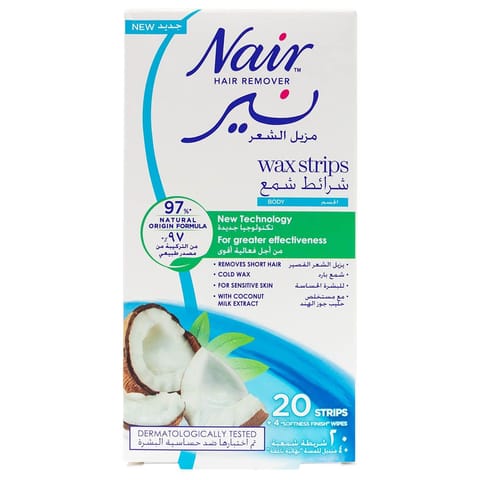 NAIR BODY WAX STRIPS WITH COCOUNT  20S