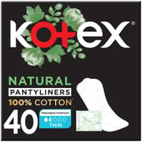 Kotex Natural Panty Liners, 100% Cotton, Thin Size, 40 Daily Panty Liners