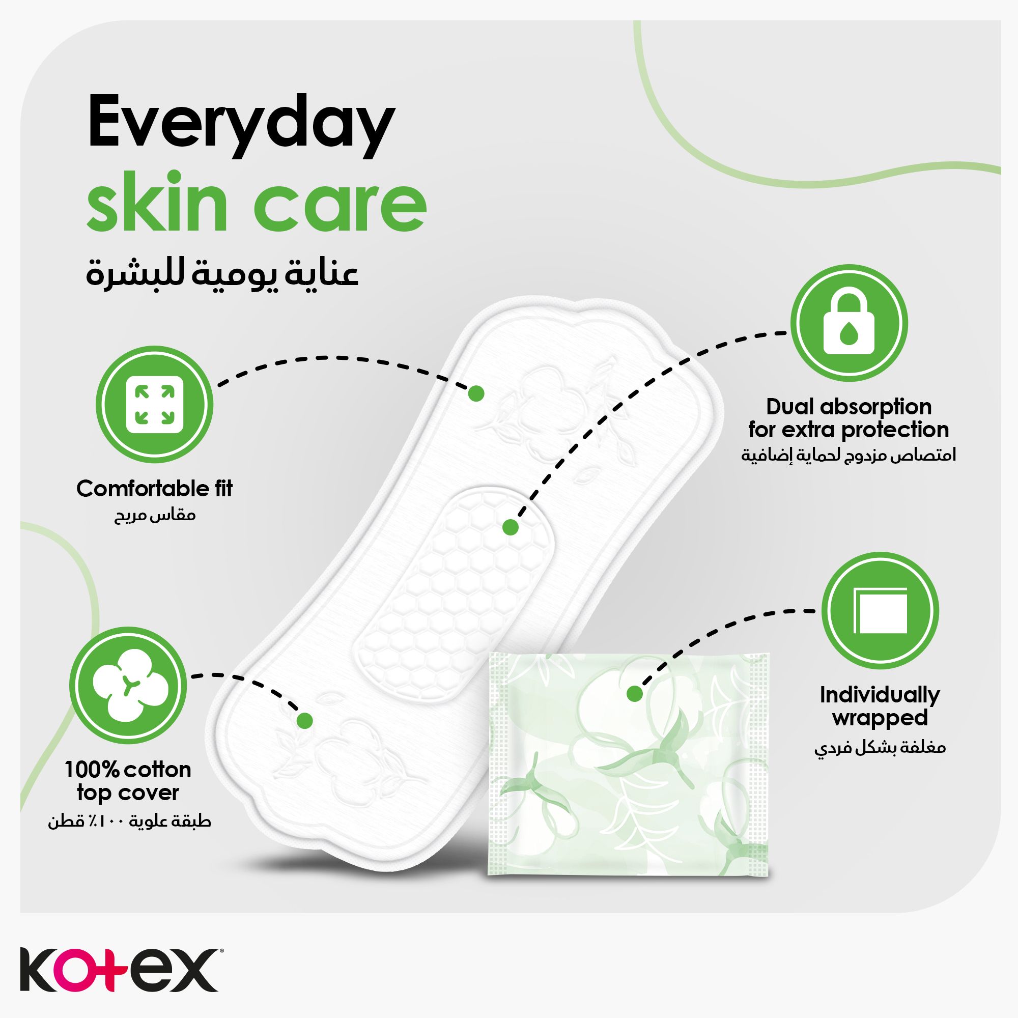 Kotex Natural Panty Liners, 100% Cotton, Thin Size, 40 Daily Panty Liners