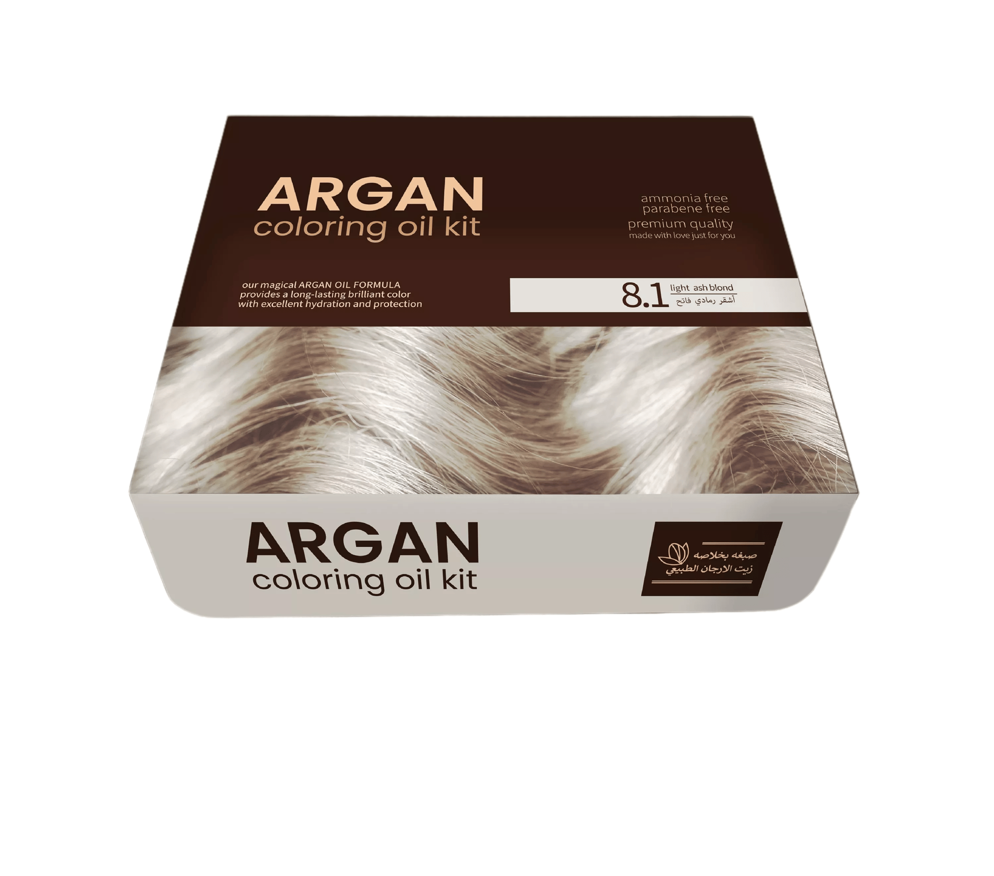 ARGAN  HAIR COLORING OIL KIT / Light Ash Blond -8.1