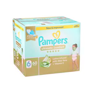 Pampers Ultimate Comfort Taped Diapers, Size 6 (13+Kg), 60 Diapers