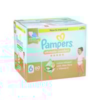 Pampers Ultimate Comfort Taped Diapers, Size 6 (13+Kg), 60 Diapers