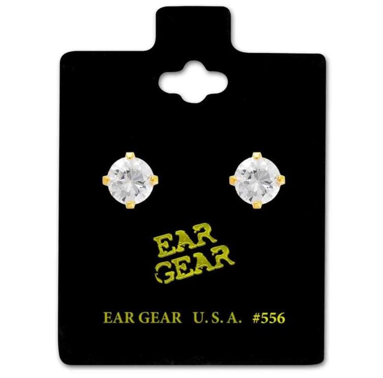 Ear Gear Gold 556 Cubic Zirconia 6mm