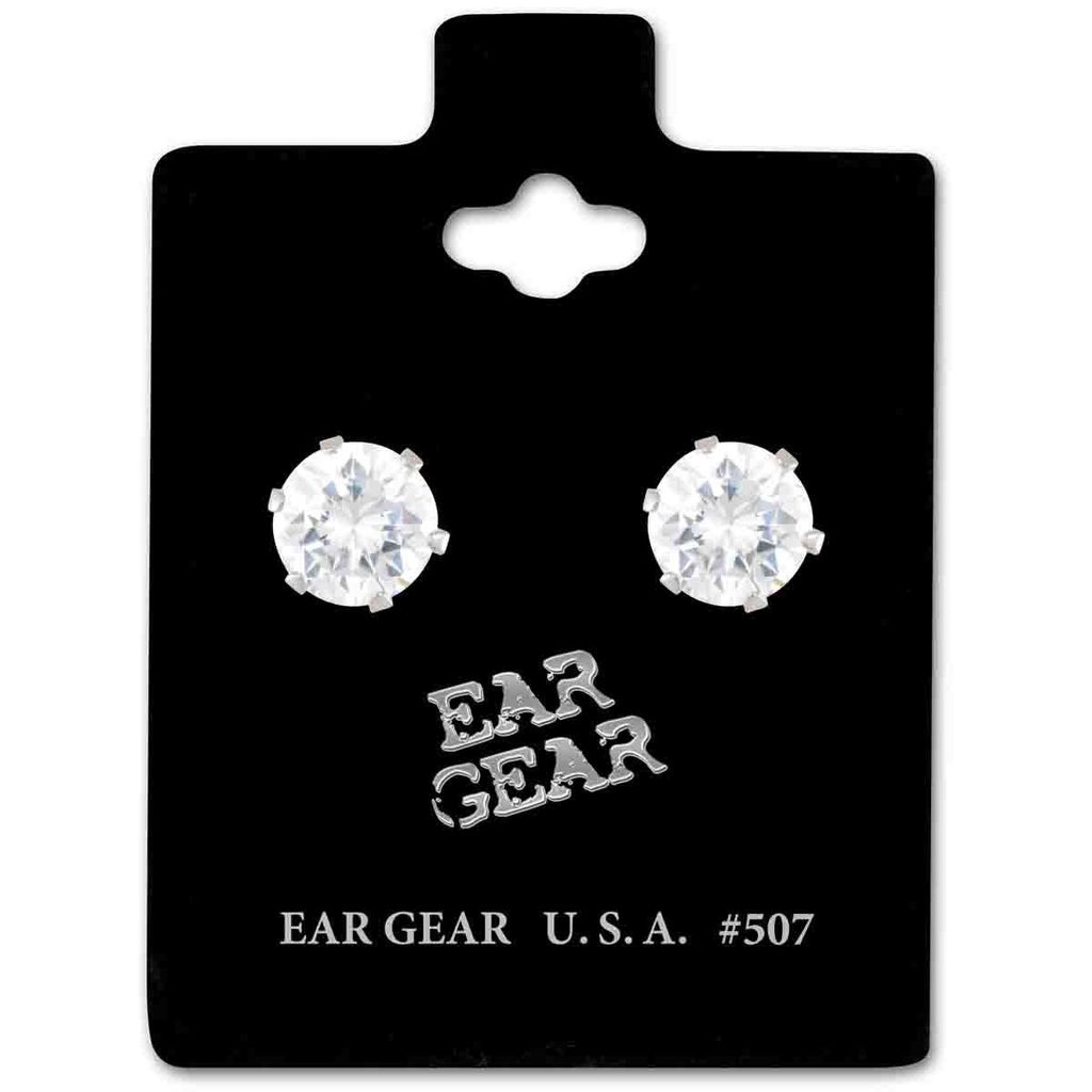 Ear Gear Silver 507 Cubic Zirconia 7mm