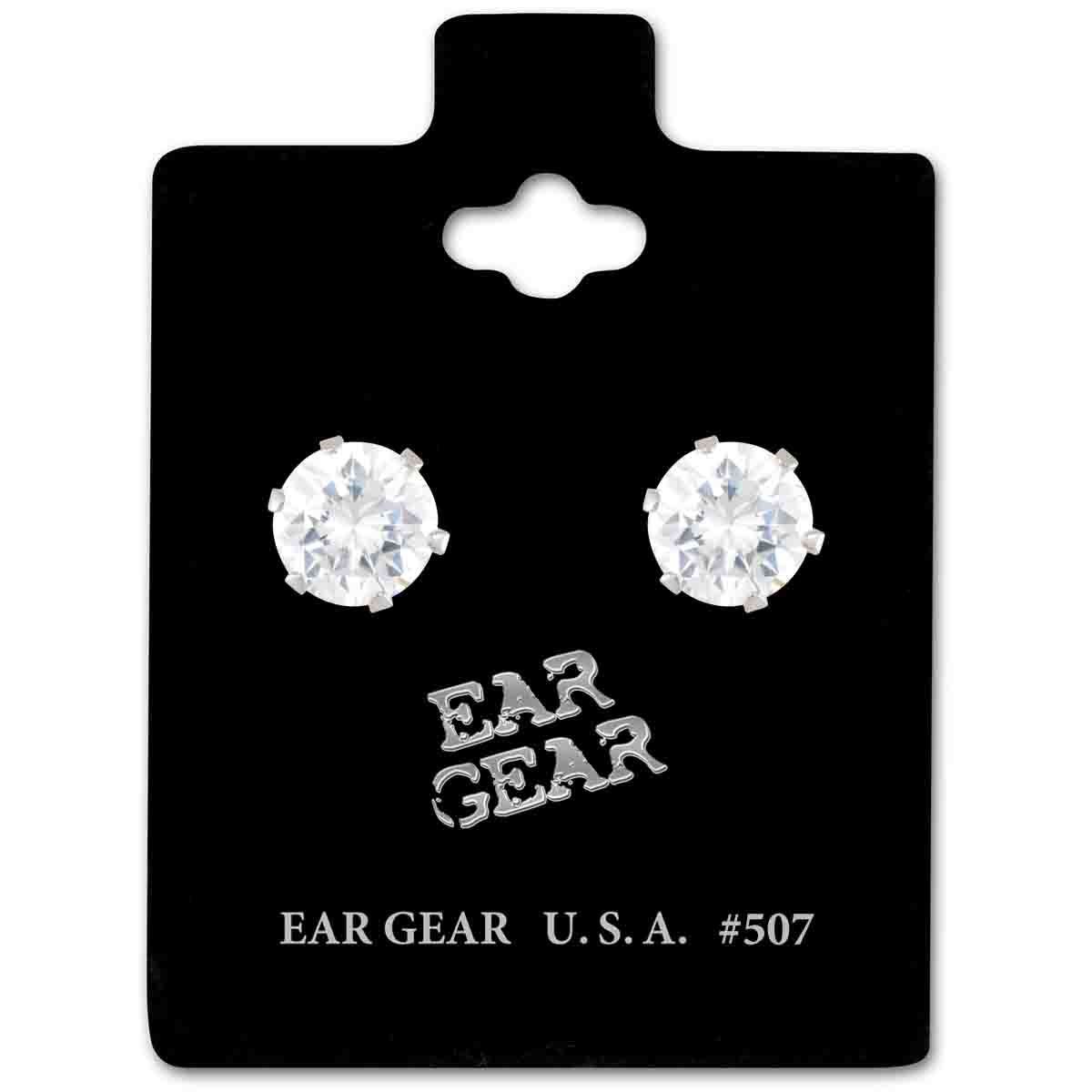 Ear Gear Silver 507 Cubic Zirconia 7mm