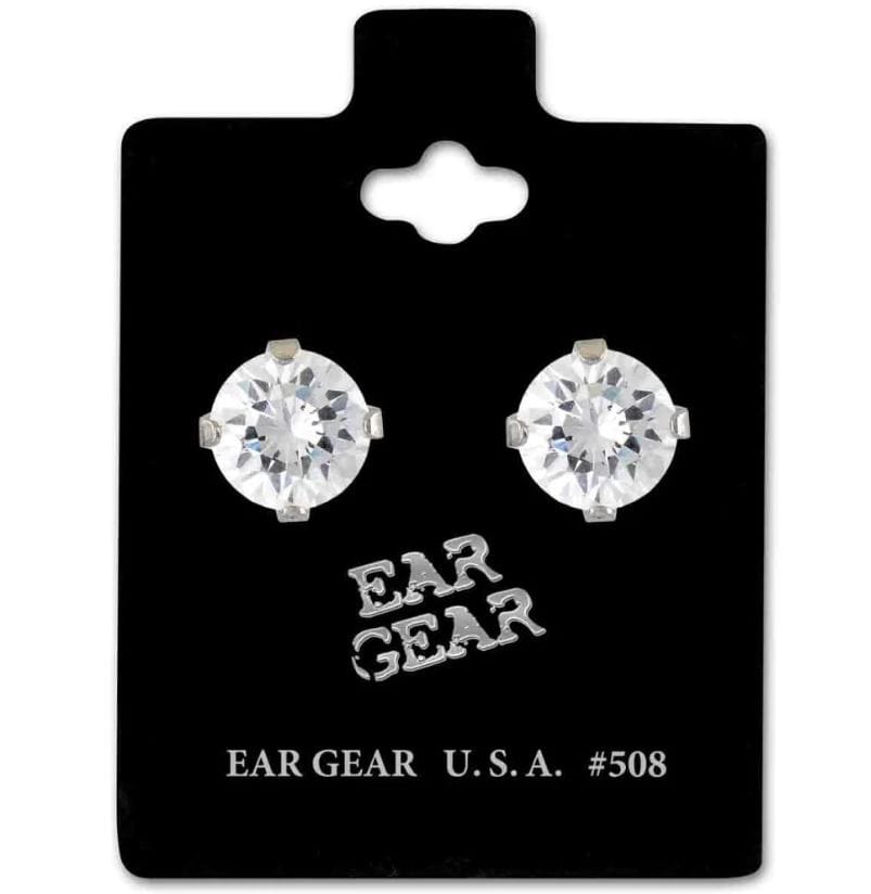 Ear Gear Silver 508 Cubic Zirconia 8mm