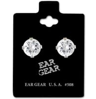Ear Gear Silver 508 Cubic Zirconia 8mm