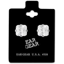 Ear Gear Silver 518 Cubic Zirconia 8*8mm