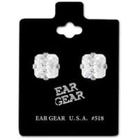 Ear Gear Silver 518 Cubic Zirconia 8*8mm