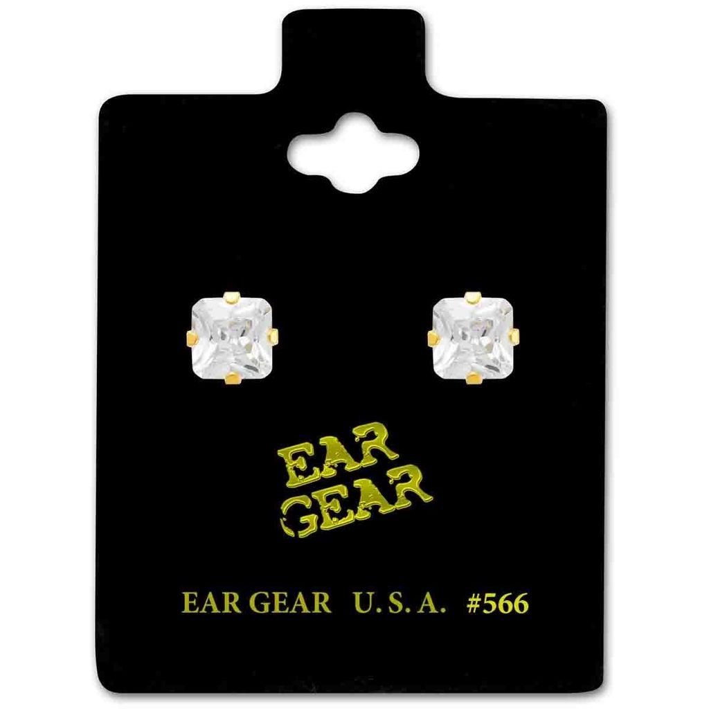 Ear Gear Gold 566 Cubic Zirconia 6*6mm