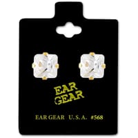 Ear Gear Gold 568 Cubic Zirconia 8*8mm