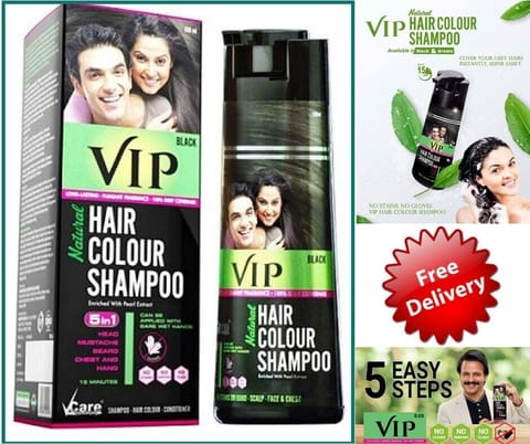 Vip Hair Colour Shampoo-180Ml Black