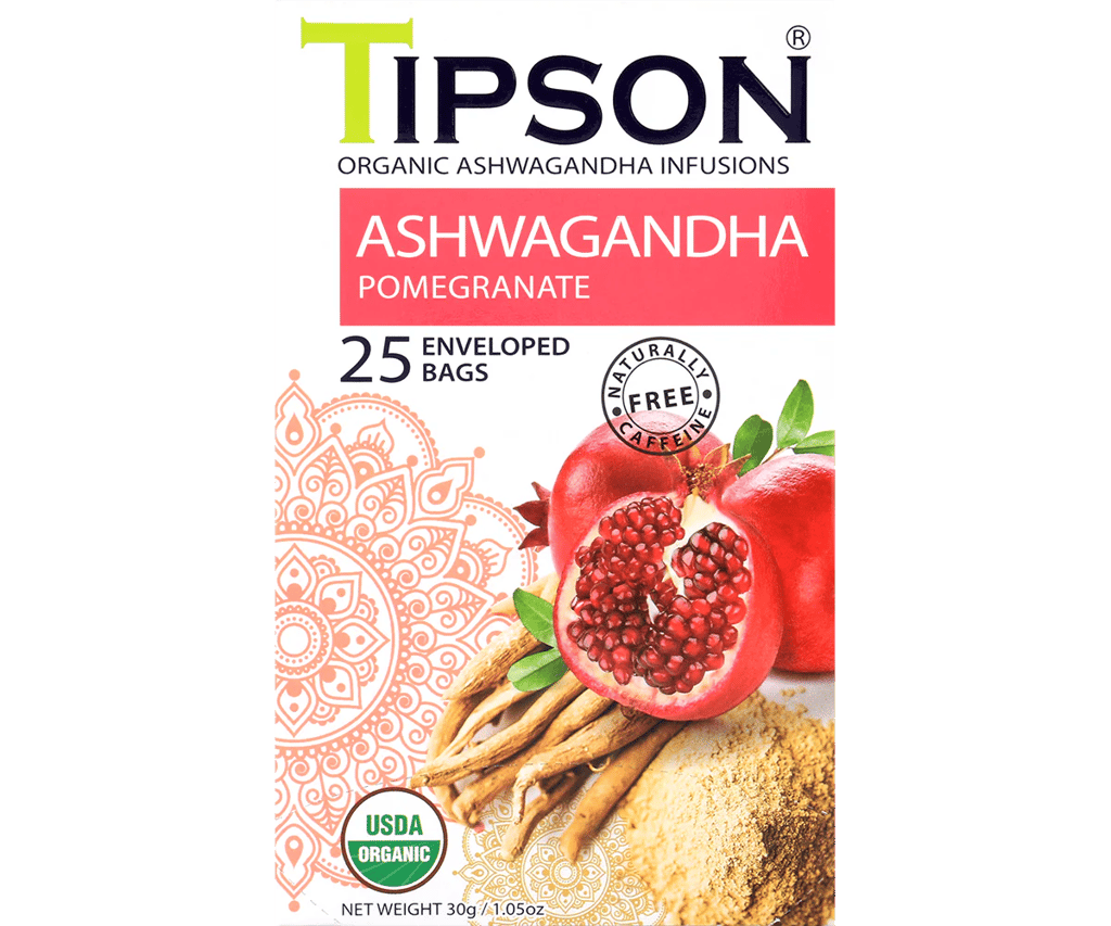 Tipson Organic Ashwagandha & Pomegranate Tea (25 Tea Bags)